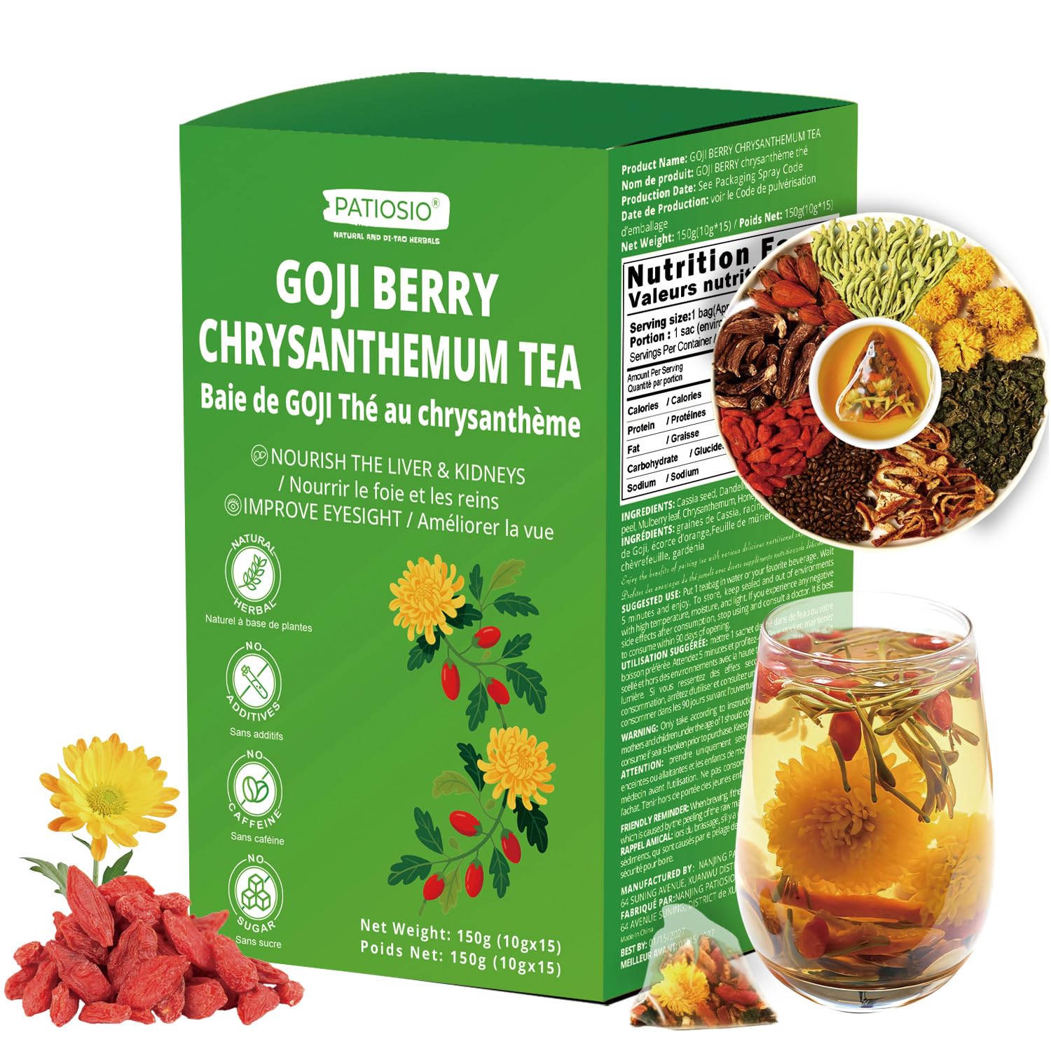 Goji Berry Chrysanthemum Tea for Liver Health - Dandelion