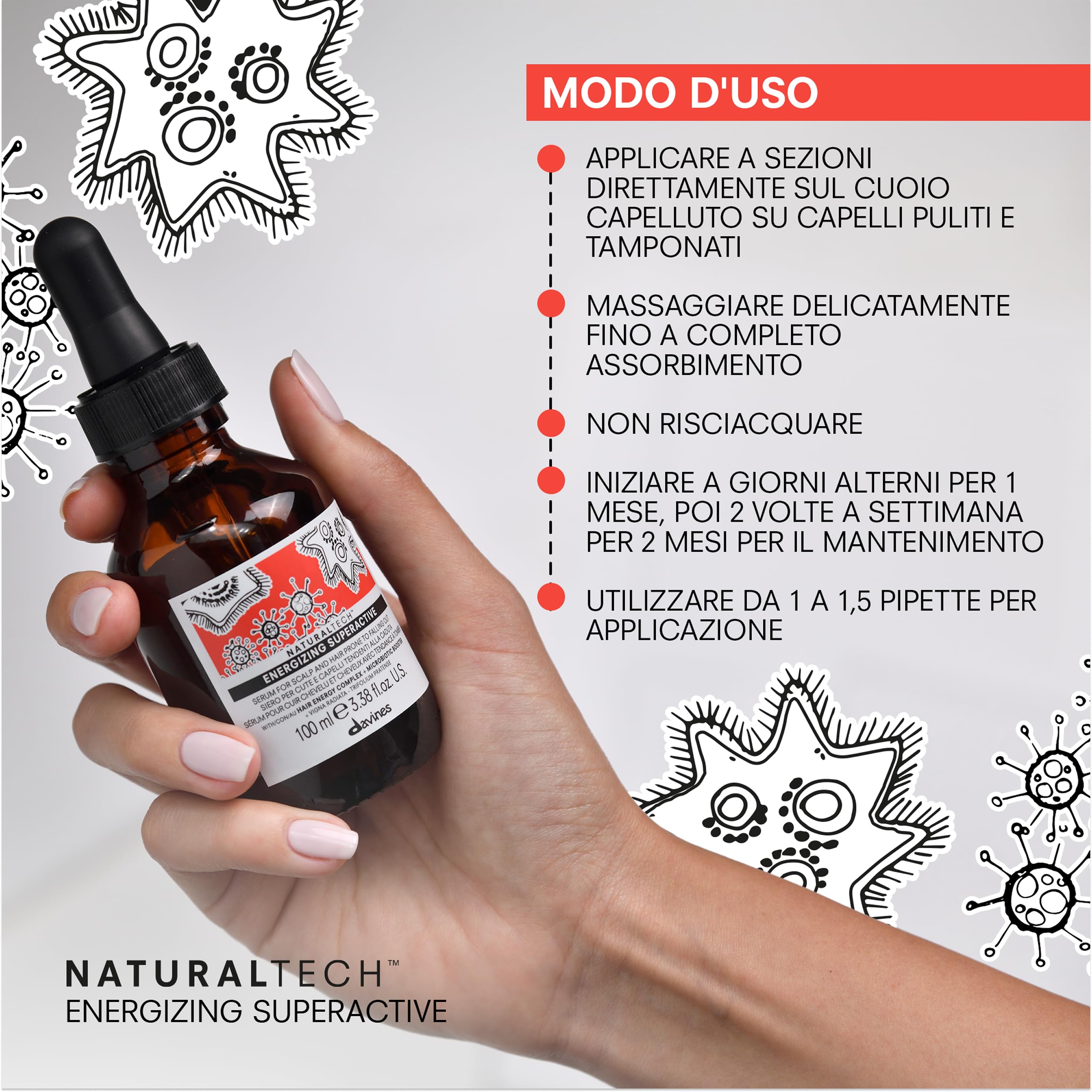 Davines ENERGIZING Superactive - Siero per capelli fragili tendenti alla caduta - Rinforza i capelli - Contrasta la caduta - Stimolante, Tonificante - 100 ml