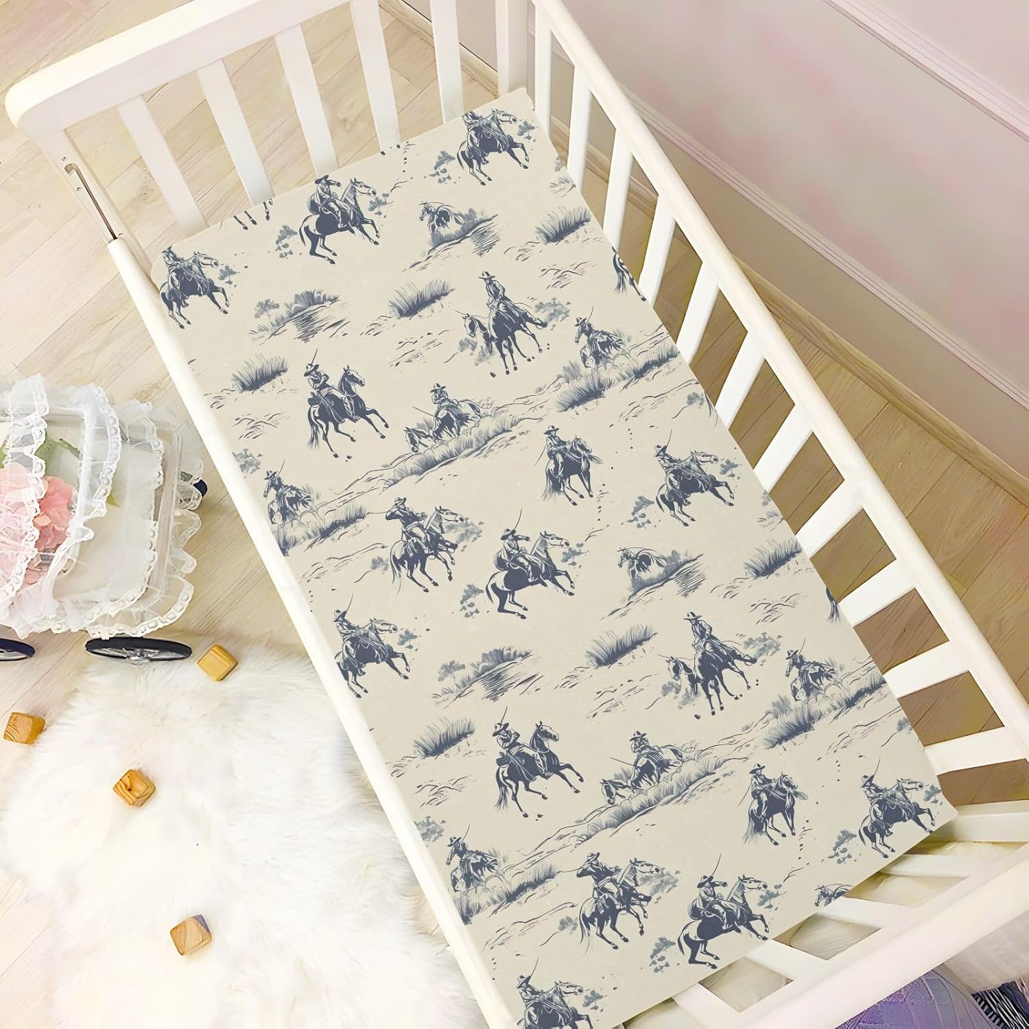 Fitted Crib Sheets Western Cowboys on Horses Baby Crib Sheets for Boy & Girl Toddler Mattress Sheets 21217630