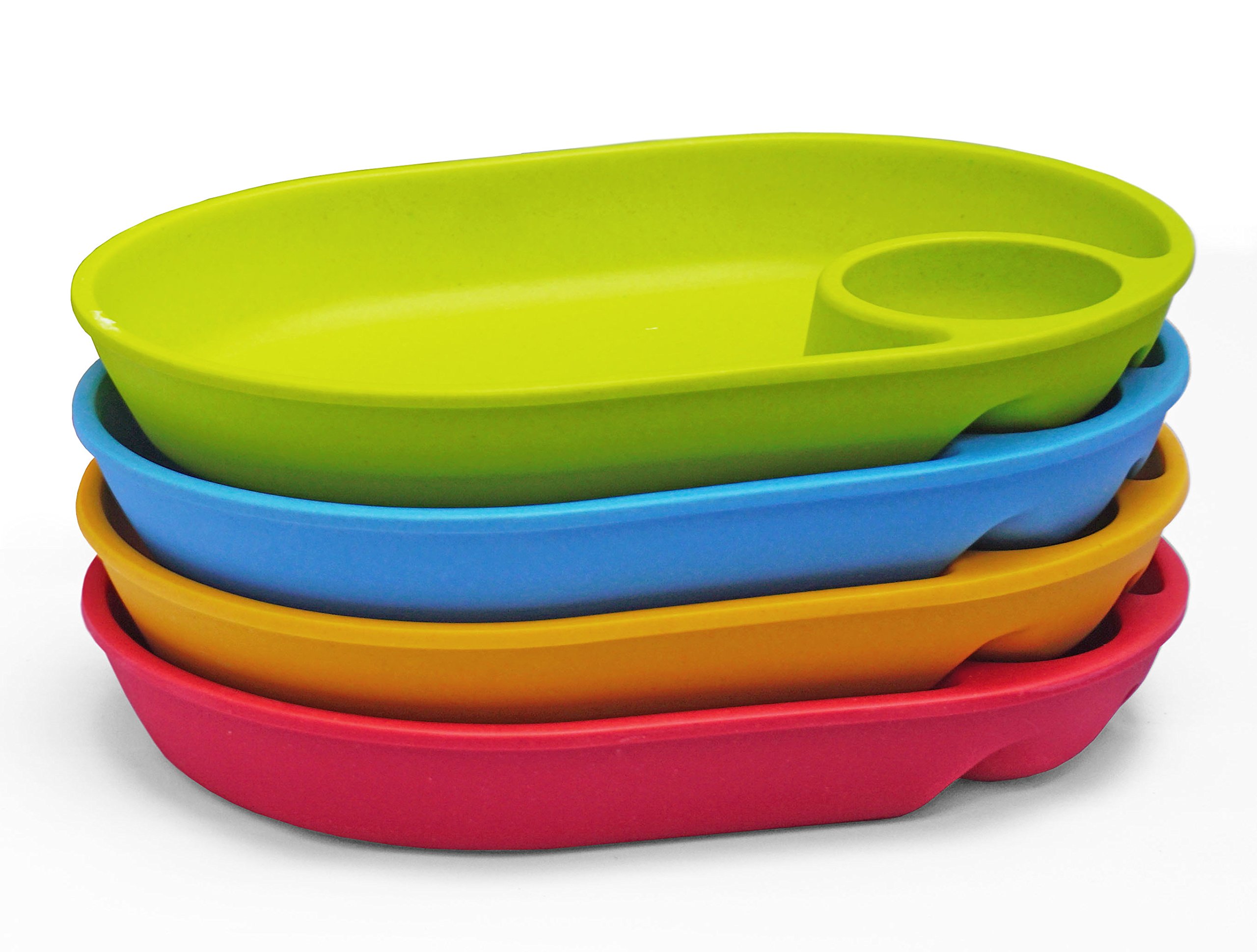 Buy Green Kitchen Divided Kids Plates Sectioned Bamboo Dishes From