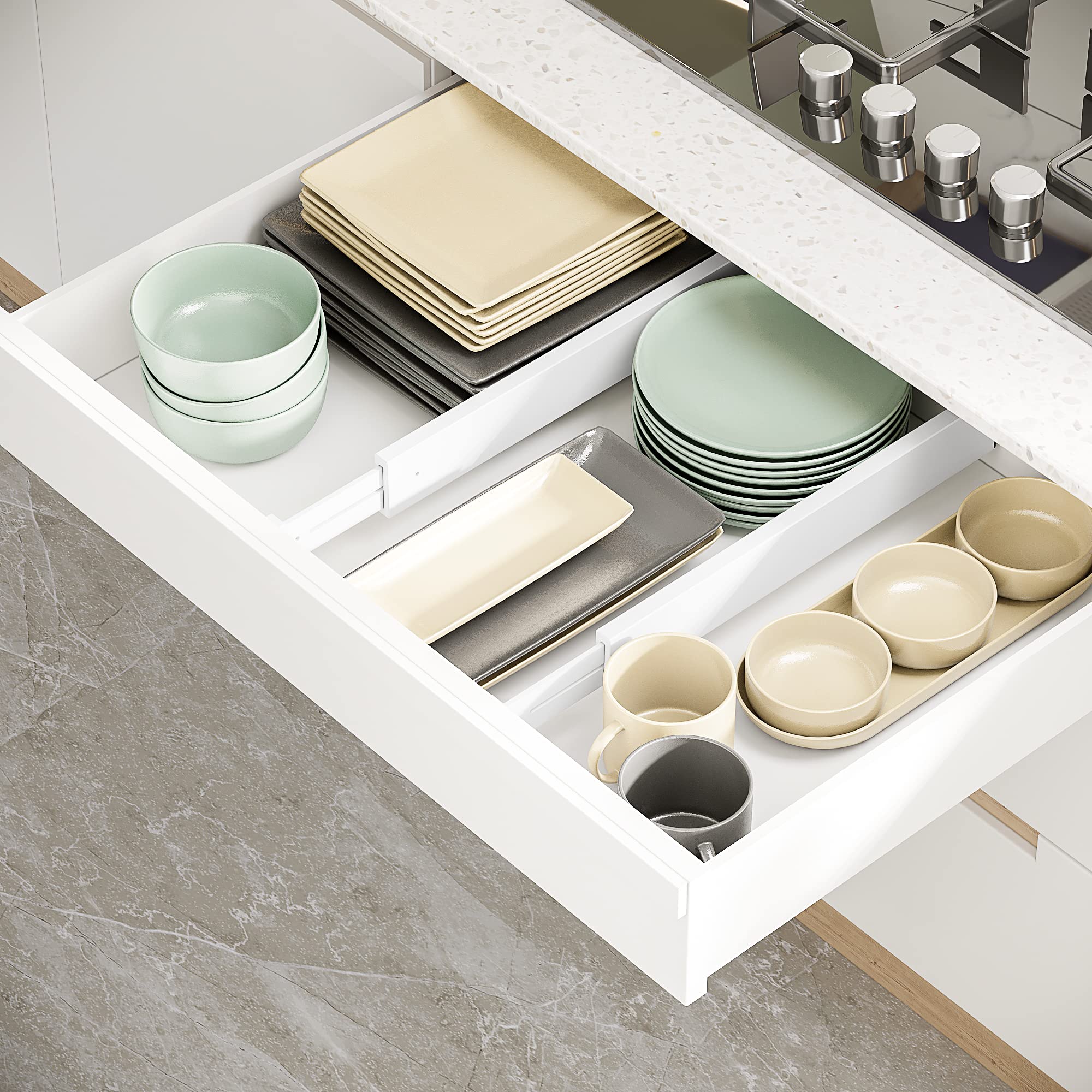 BAMEOS Drawer Dividers Bamboo Separators Organization Expandable