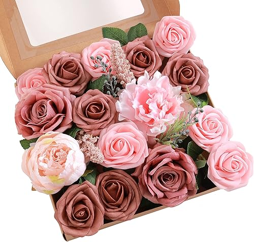 Miniatura 1 de Combo de flores artificiales, flores falsas para mesas de bricolaje, centros de mesa, baby shower, despedida de soltera, arreglos de ramo de boda,