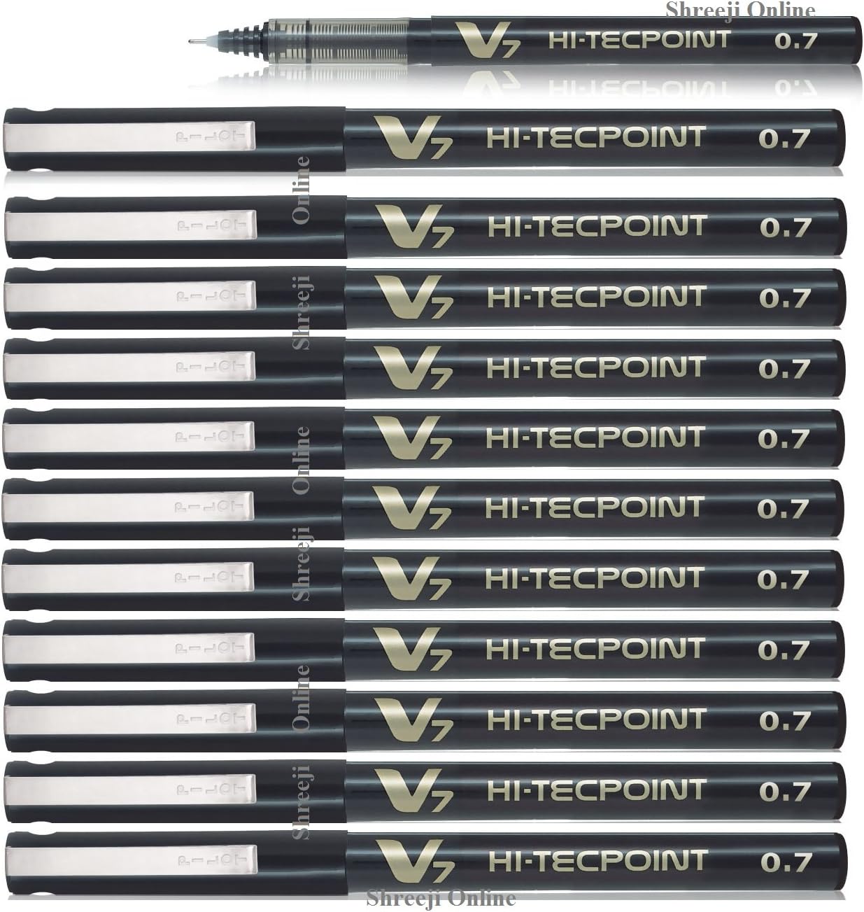 BX-V7-B Hi-Tecpoint Rollerball Pen, 0.7 mm Tip - Black, Box of 12