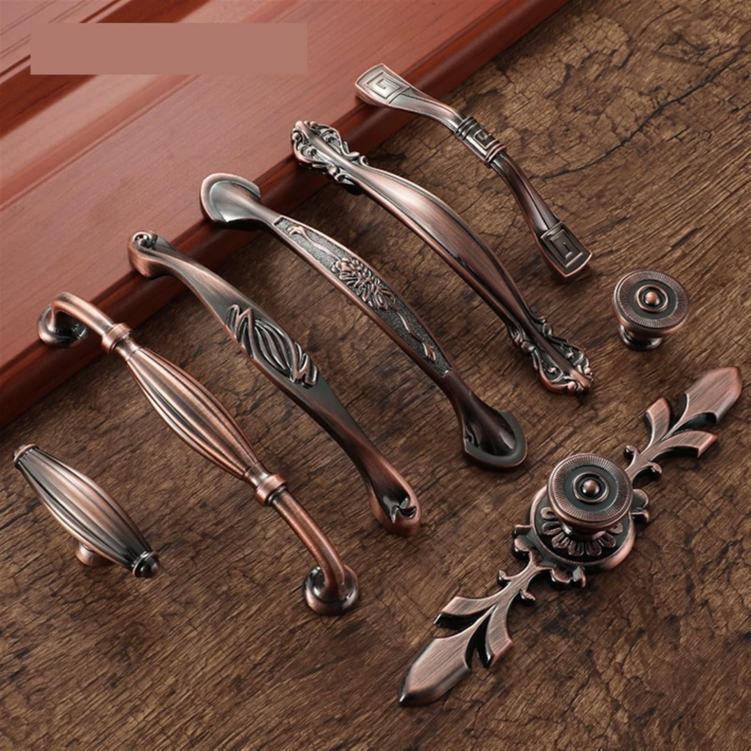 Cabinet Closet Handles Rose Gold Antique Luxury Drawer Pulls Alloy Kitchen Furniture Handle Hardware 1Pcs (Color : 639-single Hole L)