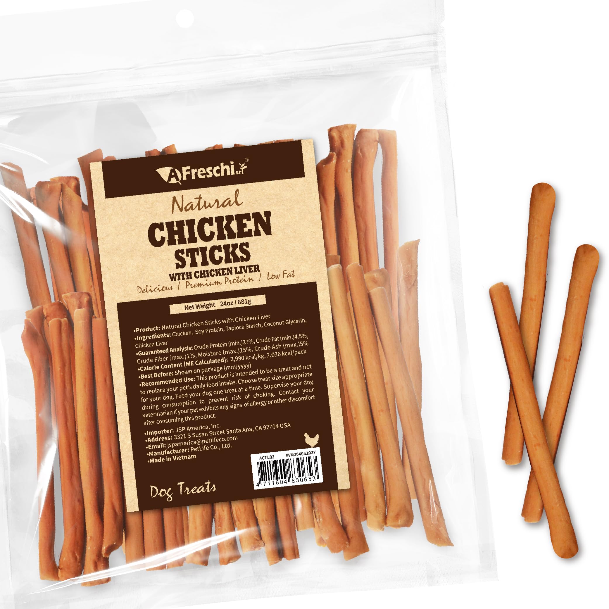 A Freschi srl Chicken Dog Treats, All Natural, Healthy & Easily Digestible, Grain-Free Puppy Chews, Low-Fat, Human Grade Training & Rewards Dog Snacks