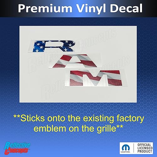 Miniatura 4 de Reflective Concepts Calcomanía de superposición con emblema de rejilla RAM Ram 1500 2019-2022 Color negro con contorno rojo