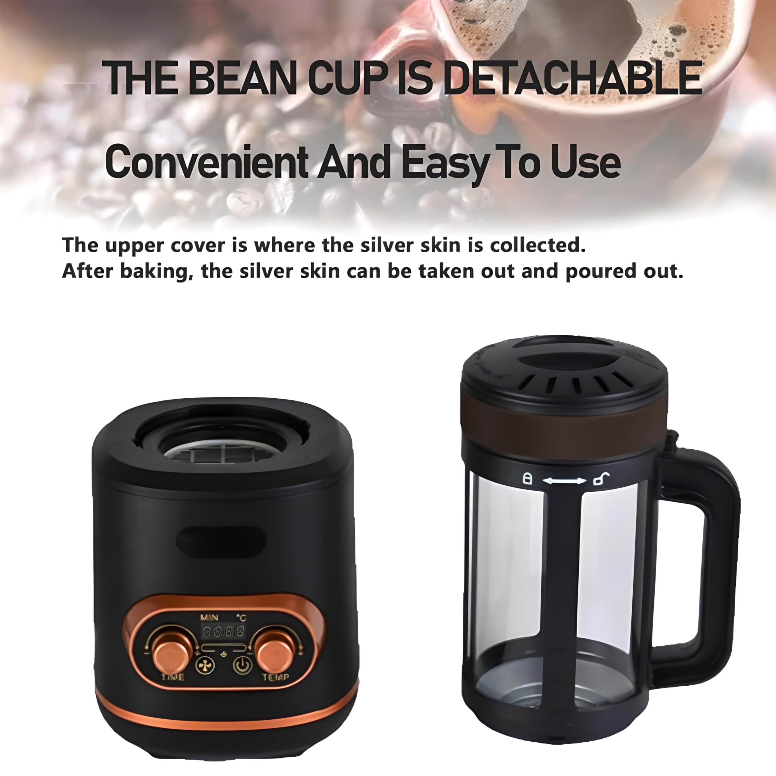 Tostatrice elettrica per caffè, con Regolazione della Temperatura (0-240 ℃) e Timer, tostatrice Automatica per caffè ad Aria, capacità Massima 300 G, per Bar, ristoranti, uffici Domestici
