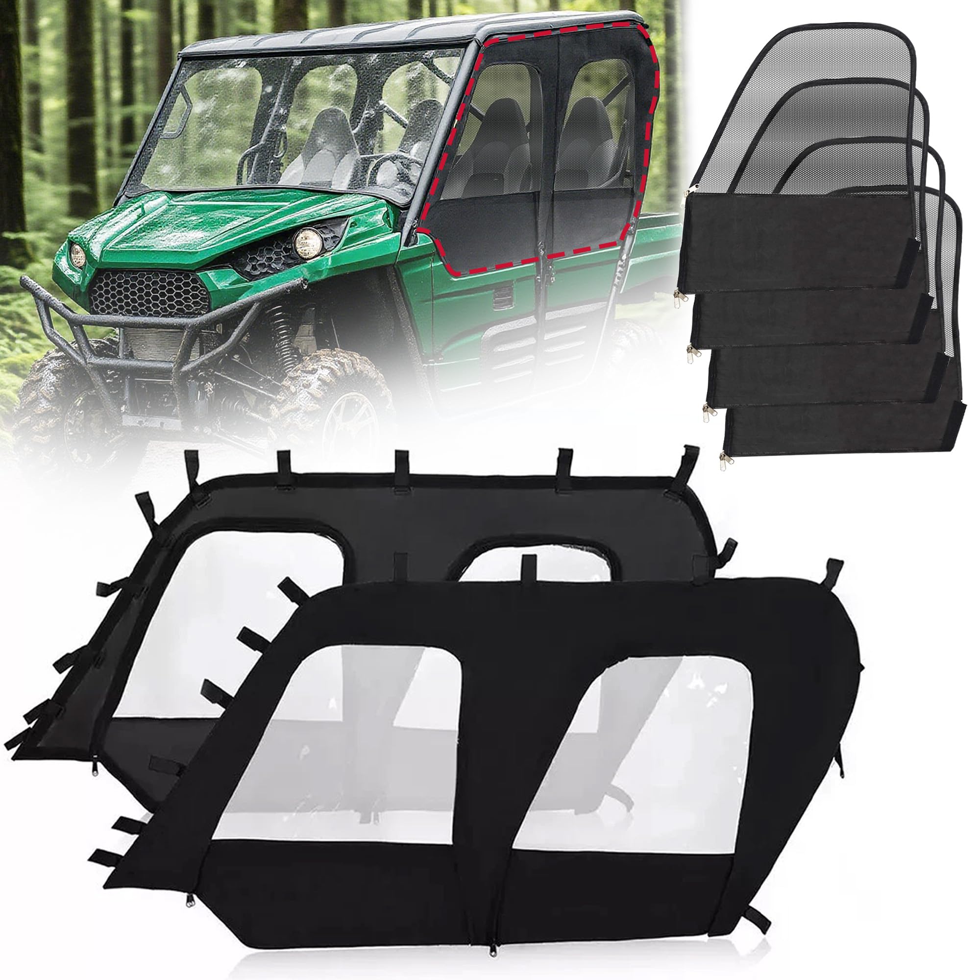 MobiWheels Soft Upper Door Replaceable Clear PVC Doors & Black