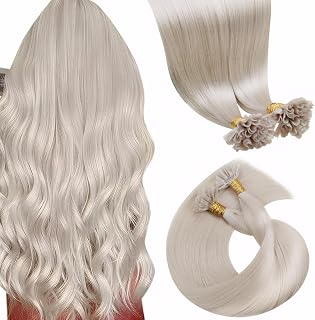 LaaVoo K Tip Hair Extensions Real Human Hair Blonde U Tip Hair Extensions Human Hair Platinum Blonde Blonde Ktip Human Hair Extensions 50g 50S 18 Inch