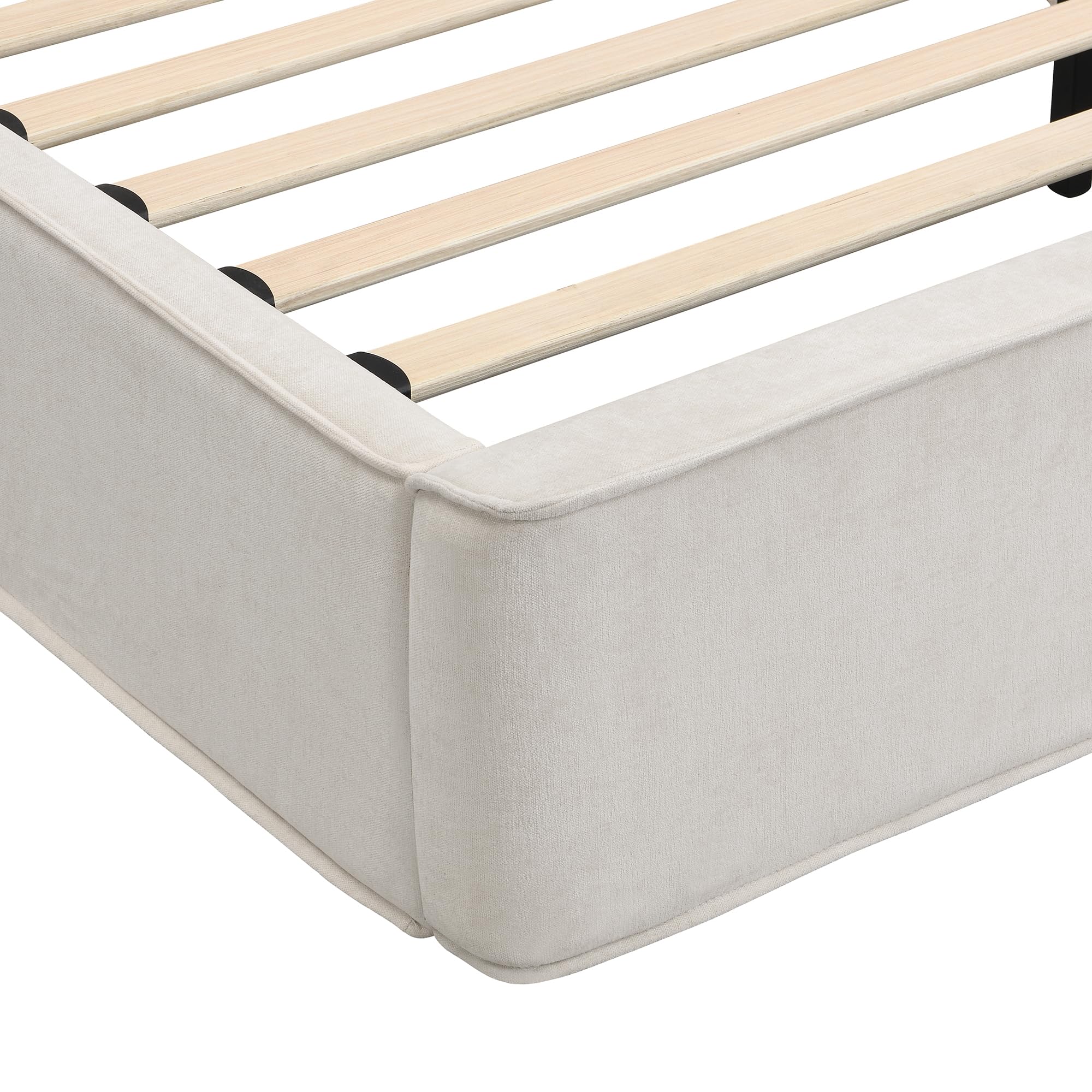 Merax Polsterbett 180x200 cm mit hydraulischem Stauraum, Doppelbett mit Lattenrost und Kopfteil, modernes Funktionsbett mit stabilem Rahmen und elegantem Design, Chenille-Stoff, Beige (ohne Matratze)