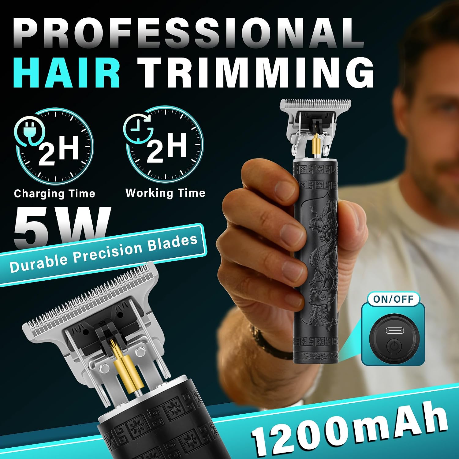 Beard Trimmer kit for Mustaches, Nose Hair, Light Detailing and Grooming with Bonus Wet/Dry Battery Nose Trimmer