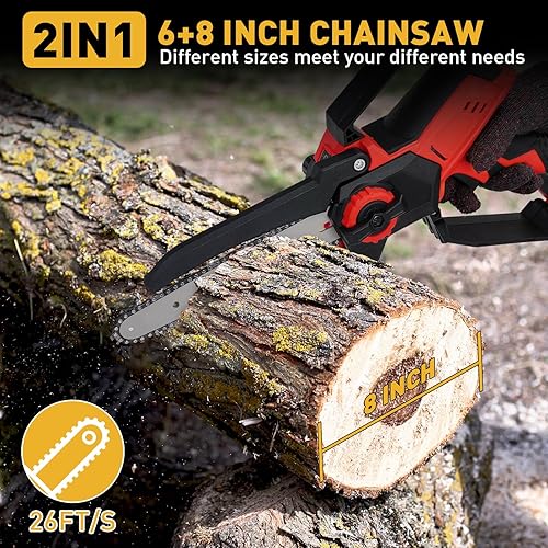 Miniatura 2 de Mini motosierra inalámbrica para batería Milwaukee M18, motosierra eléctrica sin escobillas de 6 y 8 pulgadas, sierra de mano engrasadora automática