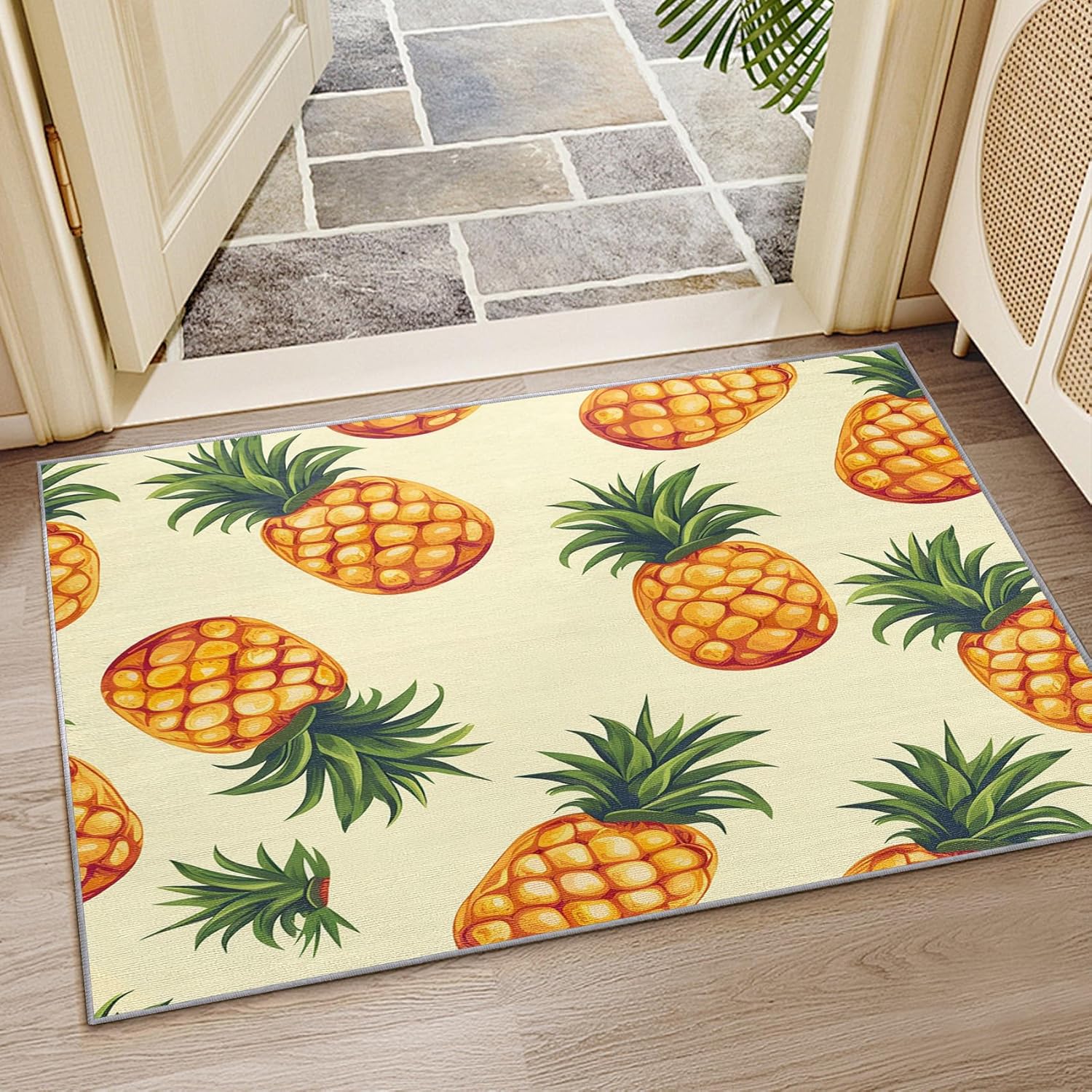 Pineapple Rug Bedroom - Pineapple Rug, 2x3 Rug, Tropical Fruit Area Rug, Cute Cartoon Playroom Door Mat, Washable & Non Slip & Soft Small Carpet, Pineapple Home Decor Gifts