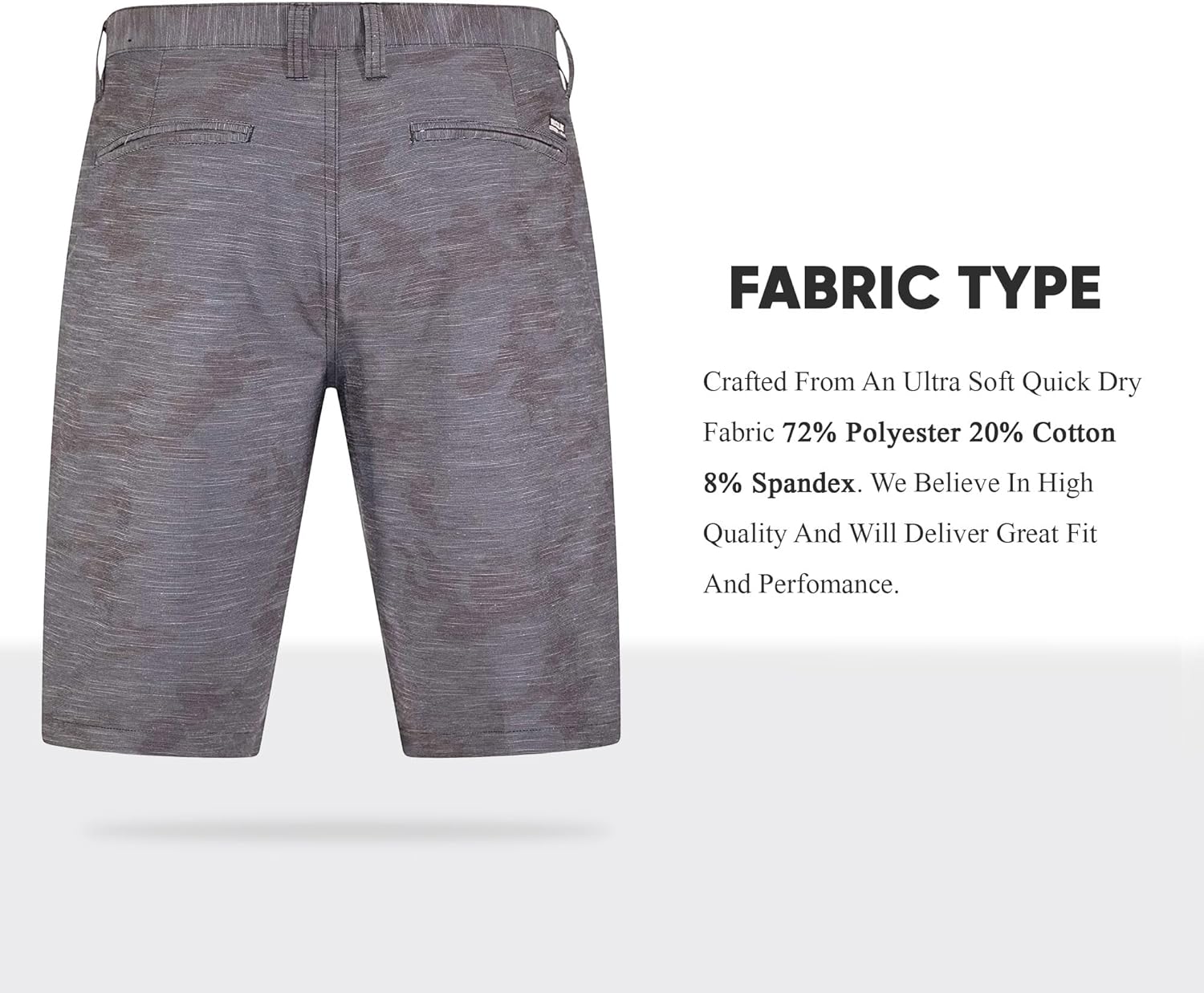 Brickline Mens Shorts for Men, Hybrid Casual Golf Dress Flat Front Quick Dry Stretch Board Shorts, Lightweight Chino Short Black Camo - 33 - Image 5