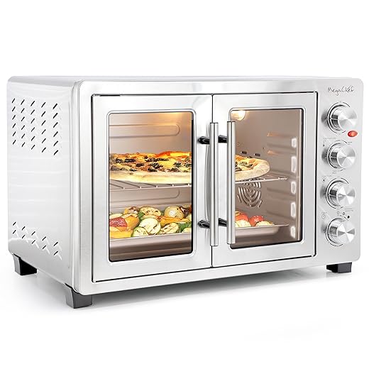 MegaChef 47 Quart Electric French Door Rotisserie Convection Counter Top Oven with Convection and Oven Lamp