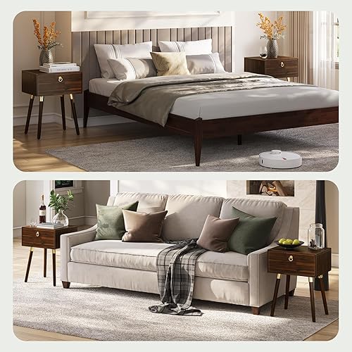 Miniatura 57 de Bme Dinkee - Base de cama de tamaño matrimonial sin cabecera, 15 pulgadas, minimalista y moderna, madera de acacia, 12 listones de madera para