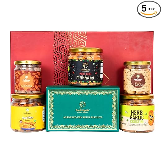 The Flavour Republic Premium Festive Delight Gift Hamper Combo Box | Bhai Dooj Hamper | Assorted Dryfruit Cookies Biscuits |Birthday/ Anniversary | Diwali Friends & Family Gifts | Corporate Gifting | Gourmet Snack Box