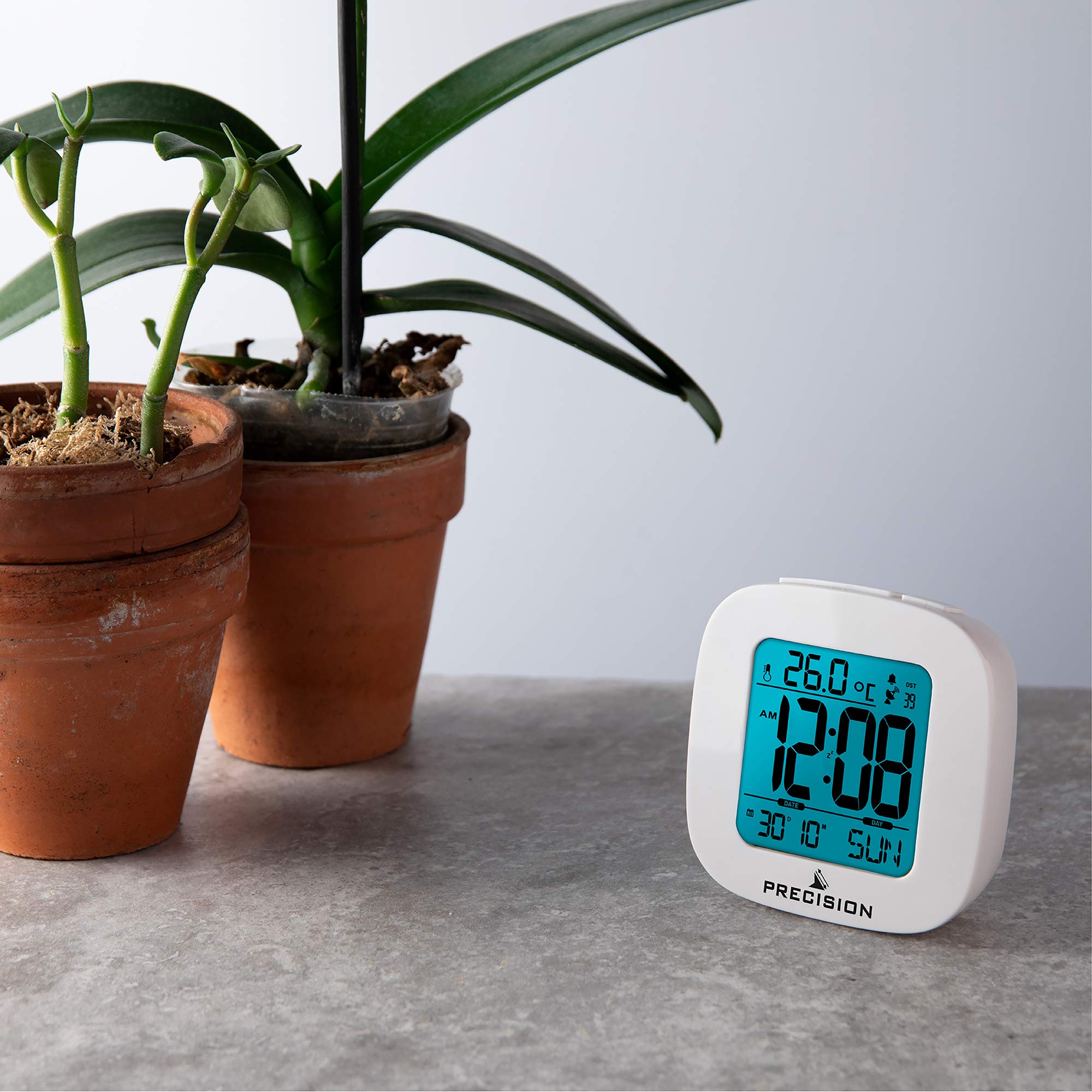 Image secondaire de Réveil Radio-Piloté Precision Blanc avec Écran LCD