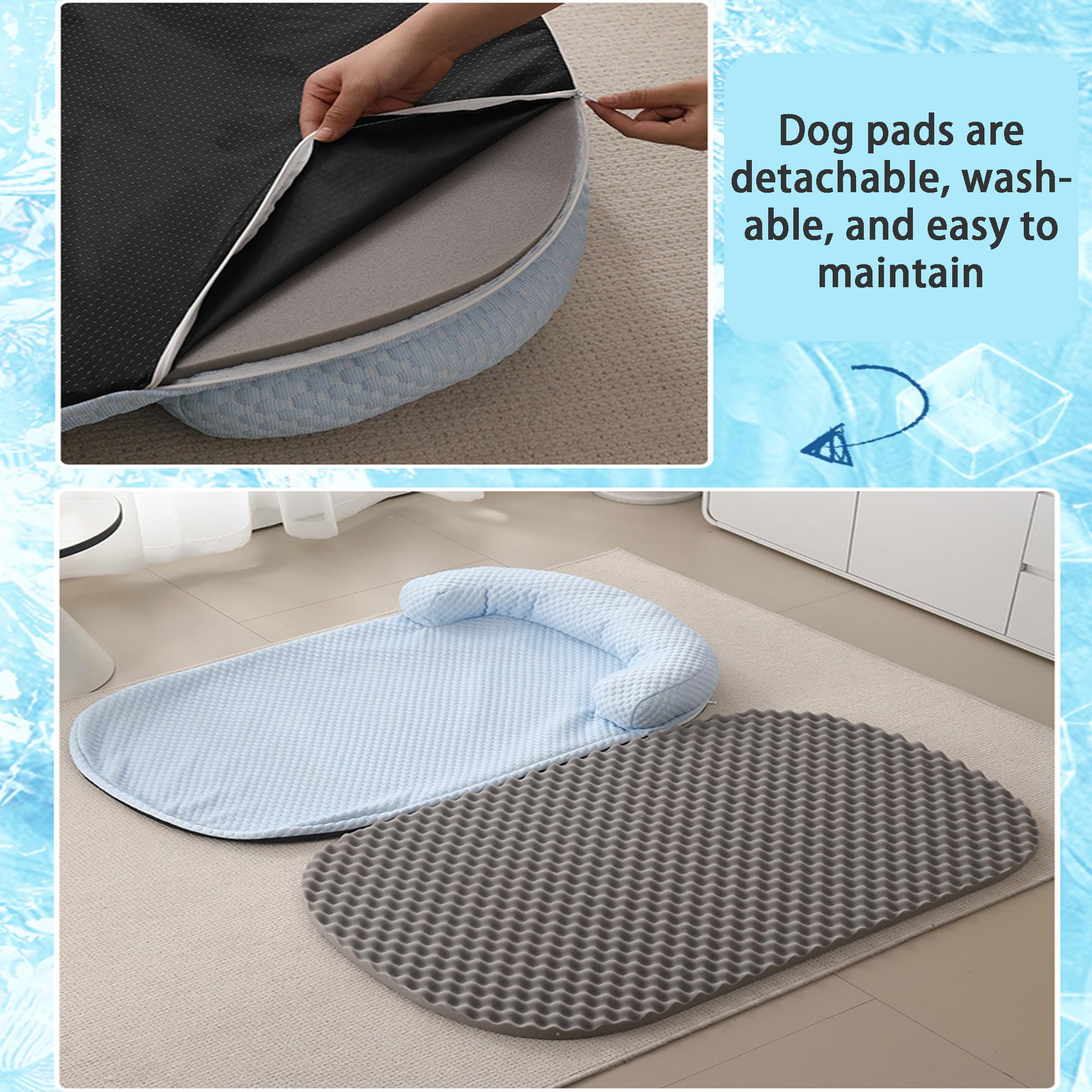Tapis auto-rafraîchissant pour chien - Soulage la chaleur - Lit confortable avec fond antidérapant - Lavable - En soie glacée - Pour l'été chaud - 100 x 75 x 8 cm, vert