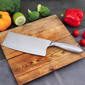 WELLSTAR 7 Inch Stainless Steel Meat Butcher Cleaver, Chinese Chef Knife
