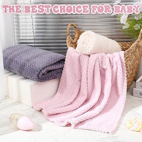 Miniatura 4 de Newwiee 3 mantas de bebé suaves y mullidas, manta neutra para niños pequeños, manta cálida para cuna, acogedora manta de recepción para niños