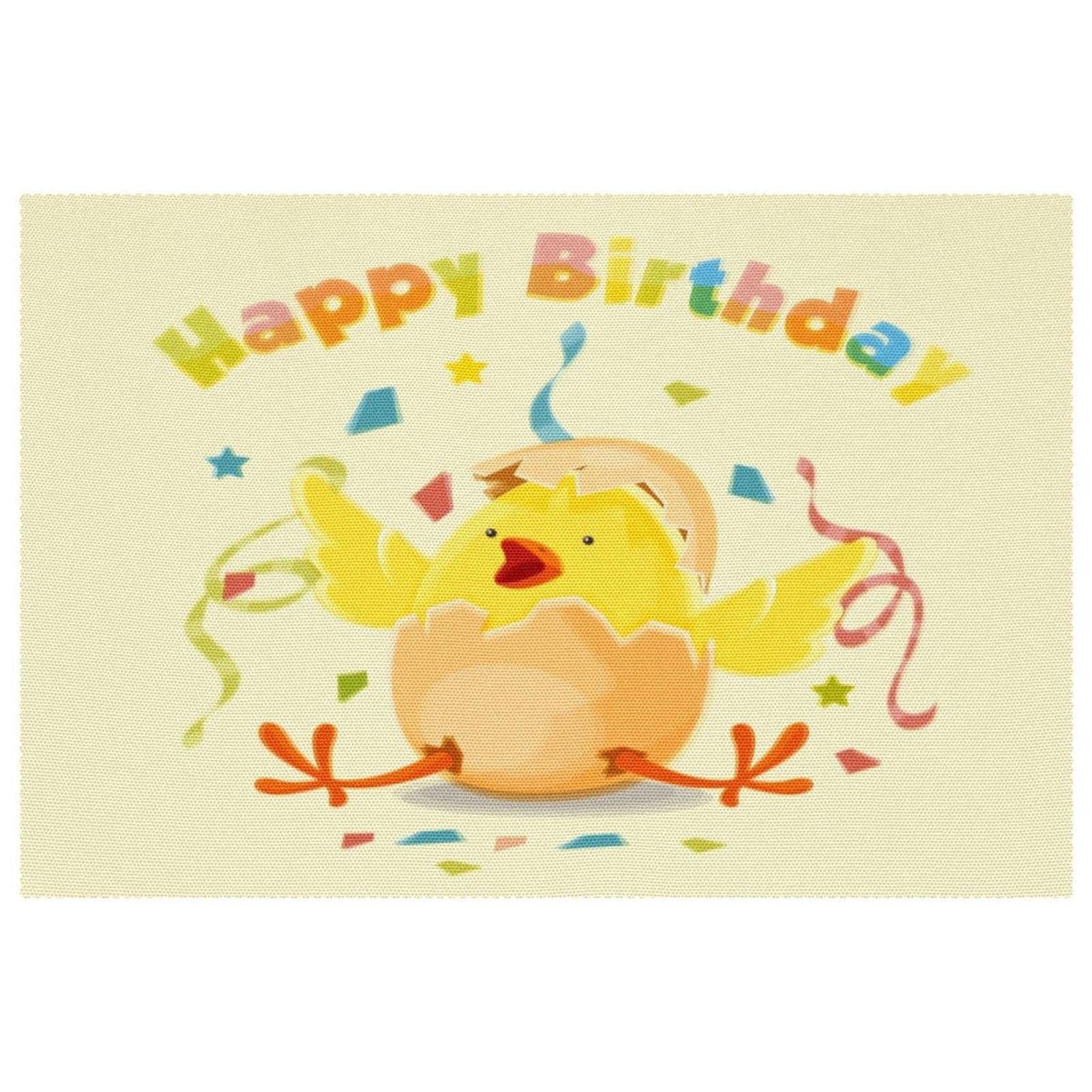 Set de table Happy Birthday poussin pour protéger la table des taches et rayures d'anniversaire