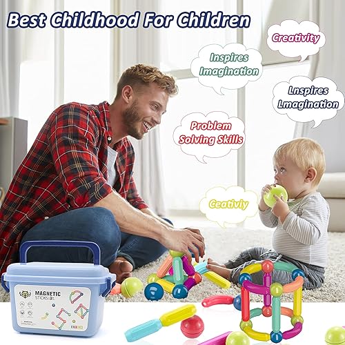 Miniatura 6 de Juego de 36 piezas de bolas magnéticas de seguridad y varilla, juego de construcción magnético, juguete de bloque de construcción magnético,