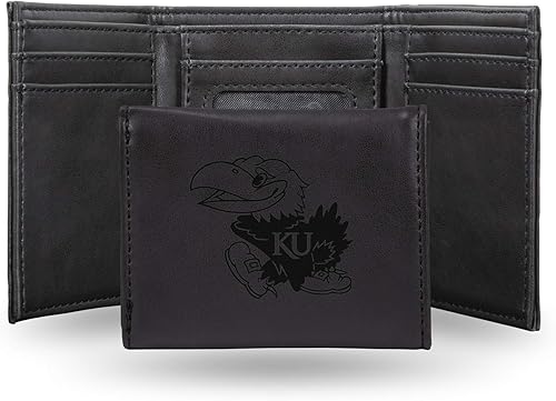 Vista 148 de Rico Industries NCAA - Cartera triple grabada con láser y tres pliegues grabada con láser, accesorio para hombre Negro