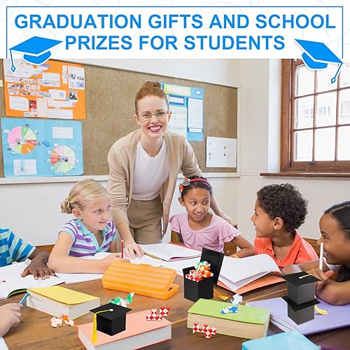 Miniatura 5 de Juego de 24 regalos de graduación para niños, regalos de fiesta de graduación preescolar, incluye 24 cajas de dulces y 24 bloques de cubo de