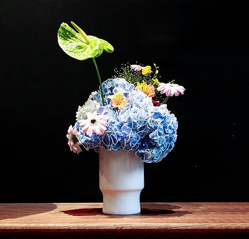 Miniatura 2 de WORHE Florero de mármol natural de primera calidad para cocina, oficina, sala de estar, centros de mesa, jarrones decorativos modernos para