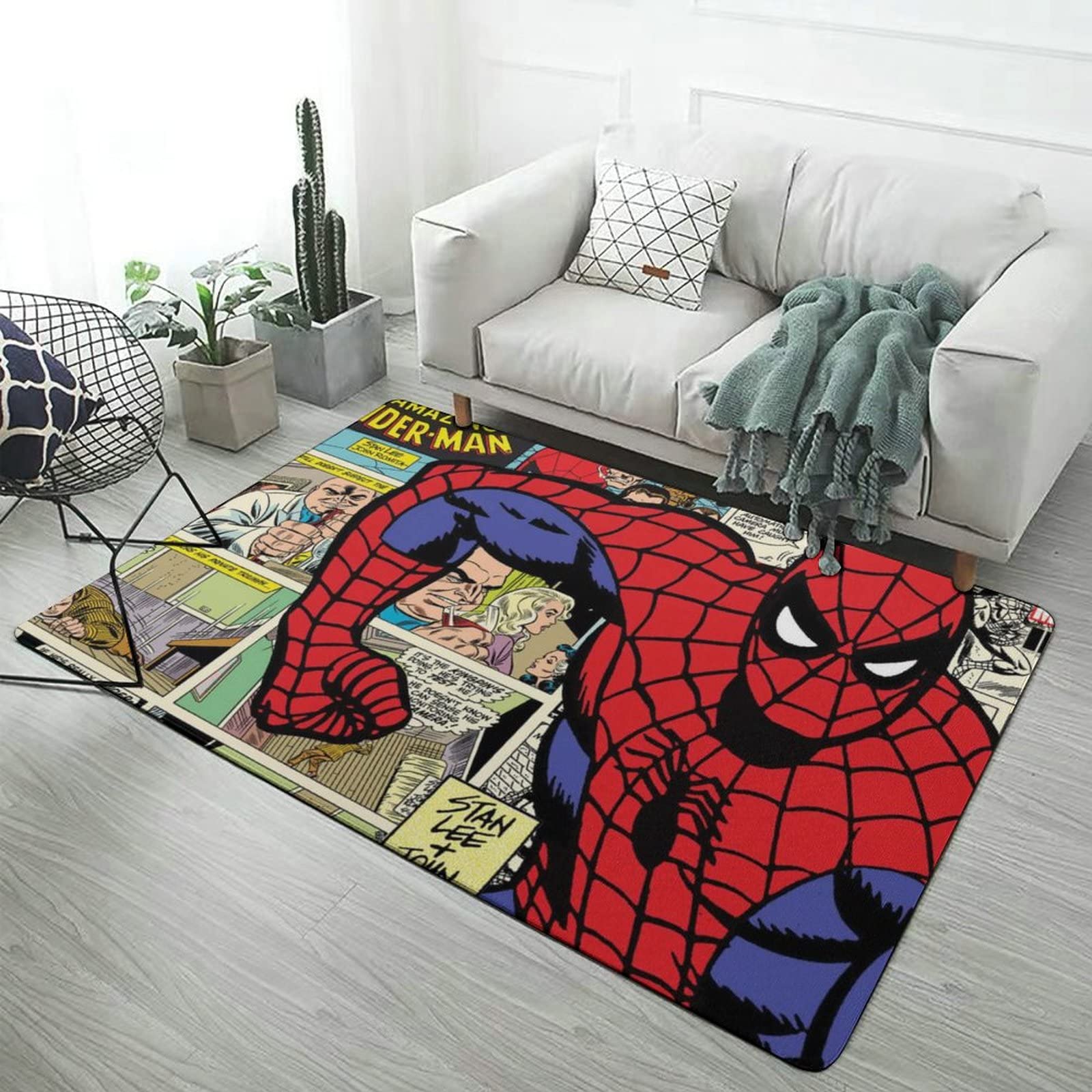 Amazon | スパイダーまん ラグ カーペット 洗える ラグマット 滑り止め