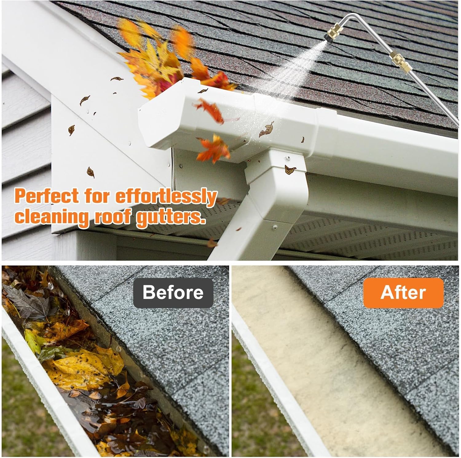 Sealegend 8FT Pressure Washer Extension Wand for Gutter Cleaning, Upgrade Power Washer Accessories with 6 Spray Nozzle Tips, 3 Gutter Cleaner Attachments Curved Rod, 1/4" Quick Connect, 4000 PSI - Image 7