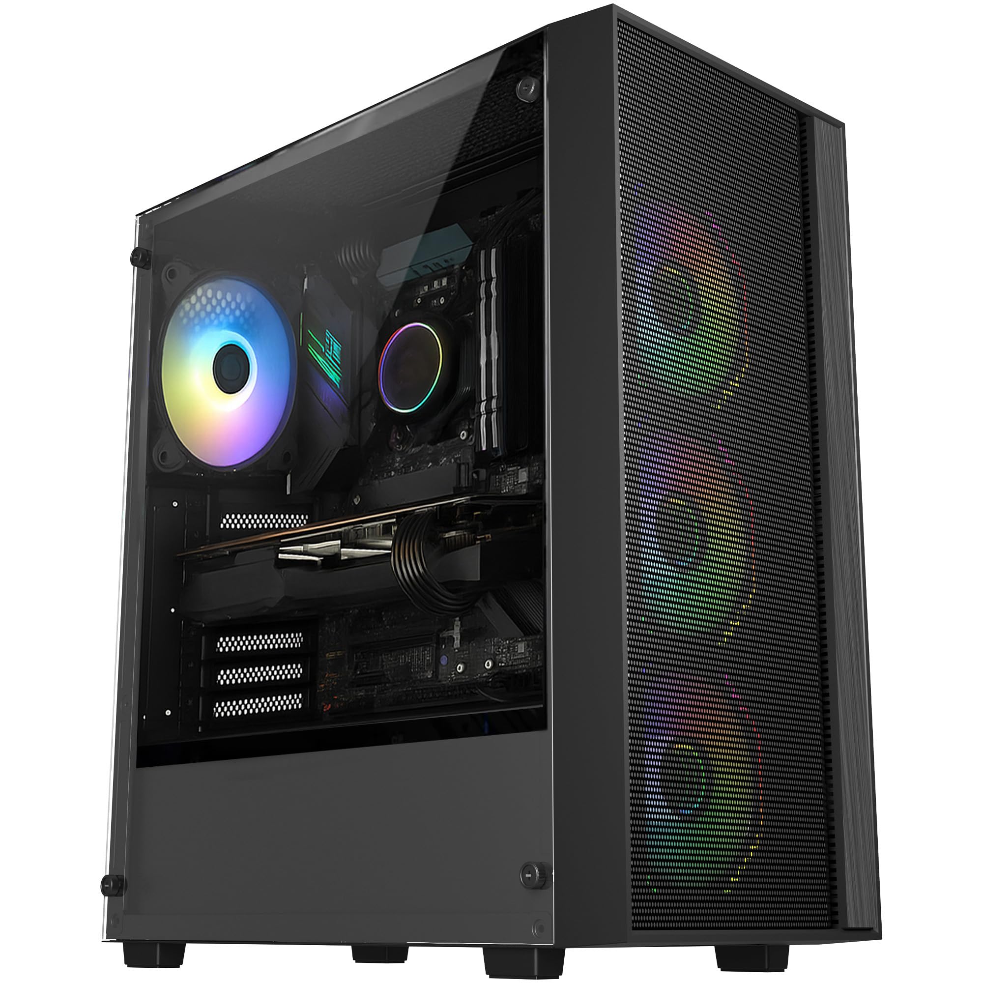 pc gaming fixed con cpu amd ryzen 5 4500, scheda grafica rx 6500xt 8gb e ram ddr4 32gb, ssd nvme 1tb, connettività wi-fi ac e bluetooth, uscita hdmi e displayport, porte usb 3.0 e sistema operativo windows 11 pro