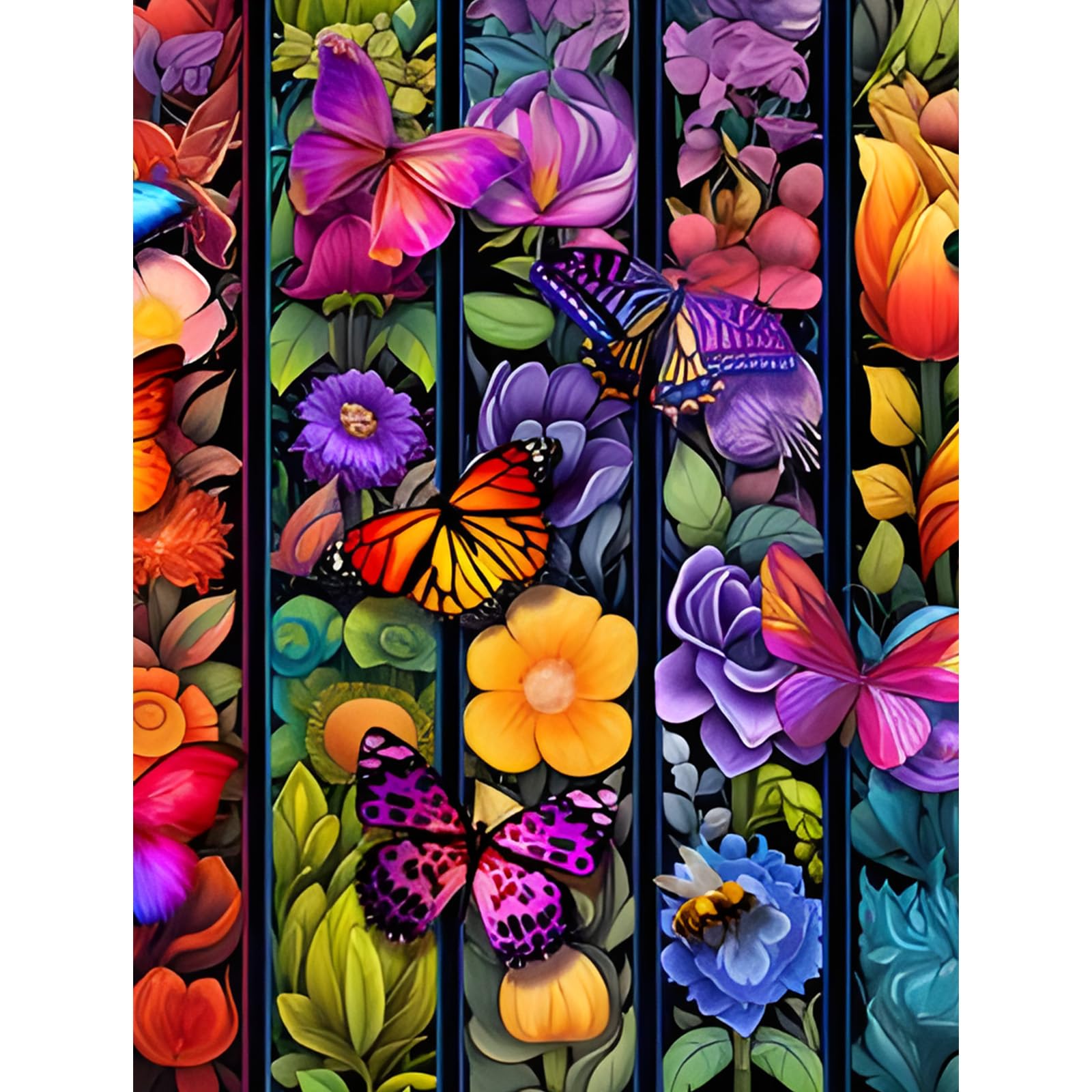 NAIMOER Fleurs Peinture Diamant Adulte, Diamond Painting Papillons