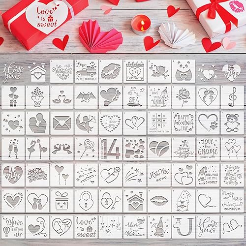 Miniatura 14 de Marspark 66 plantillas pequeñas de primavera y Pascua para manualidades, plantillas reutilizables de 3 pulgadas para pintar en madera, plantillas