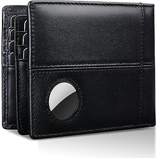 AirTag Wallet Men RFID Blocking Genuine Leather Bifold Mens Wallet for AirTag Men Wallet 1ID Window 16 Card Holders Gift Box (Airtag Not Included)