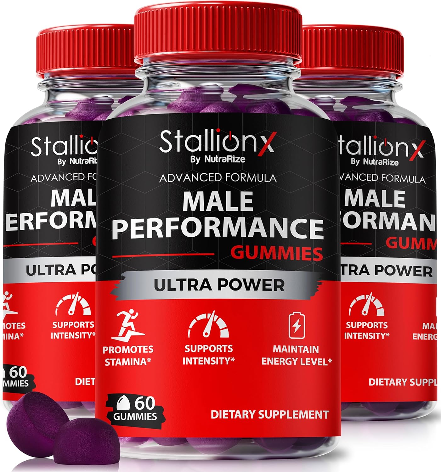 (3 Pack) Stallion X Gummies for Men, Premium StallionX Male Gummy with Natural Blend to Support Daily Energy, Performance & Endurance, Just 2 Great-Tasting, Easy-to-Chew Gomitas a Day (180 Gummies)