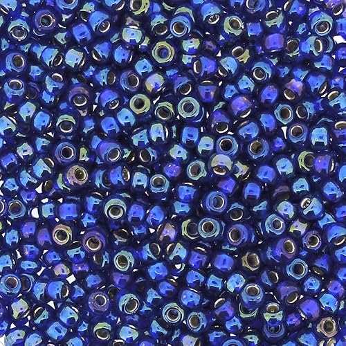 Miniatura 5 de Miyuki Cuentas redondas de semillas tamaño 8/0, 0.78 oz de cobalto con forro plateado AB