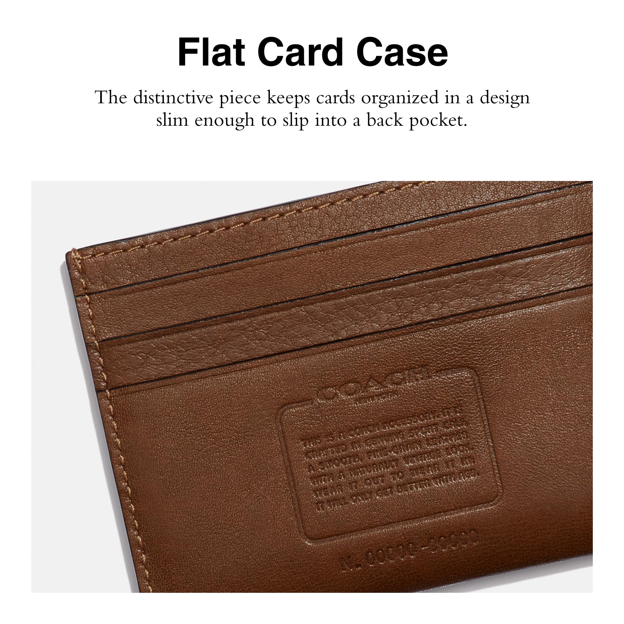 Coach Flat Card Case in Sport Calf, Saddle, 4