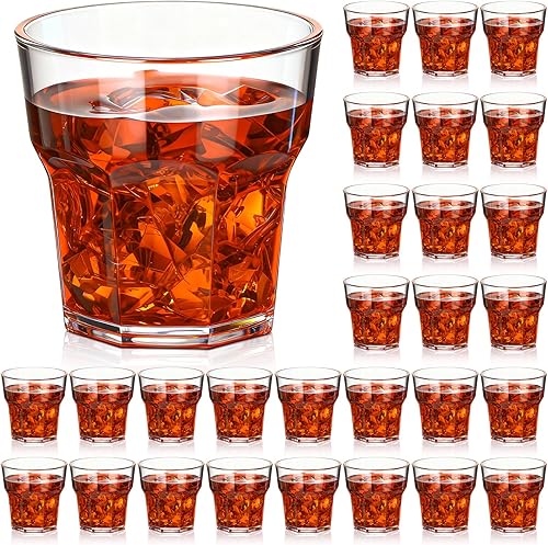 Tioncy 30 vasos de whisky acrílicos de 5 onzas, vasos de chupito para licor, vasos de cerveza irrompibles apilables para agua potable, vodka,