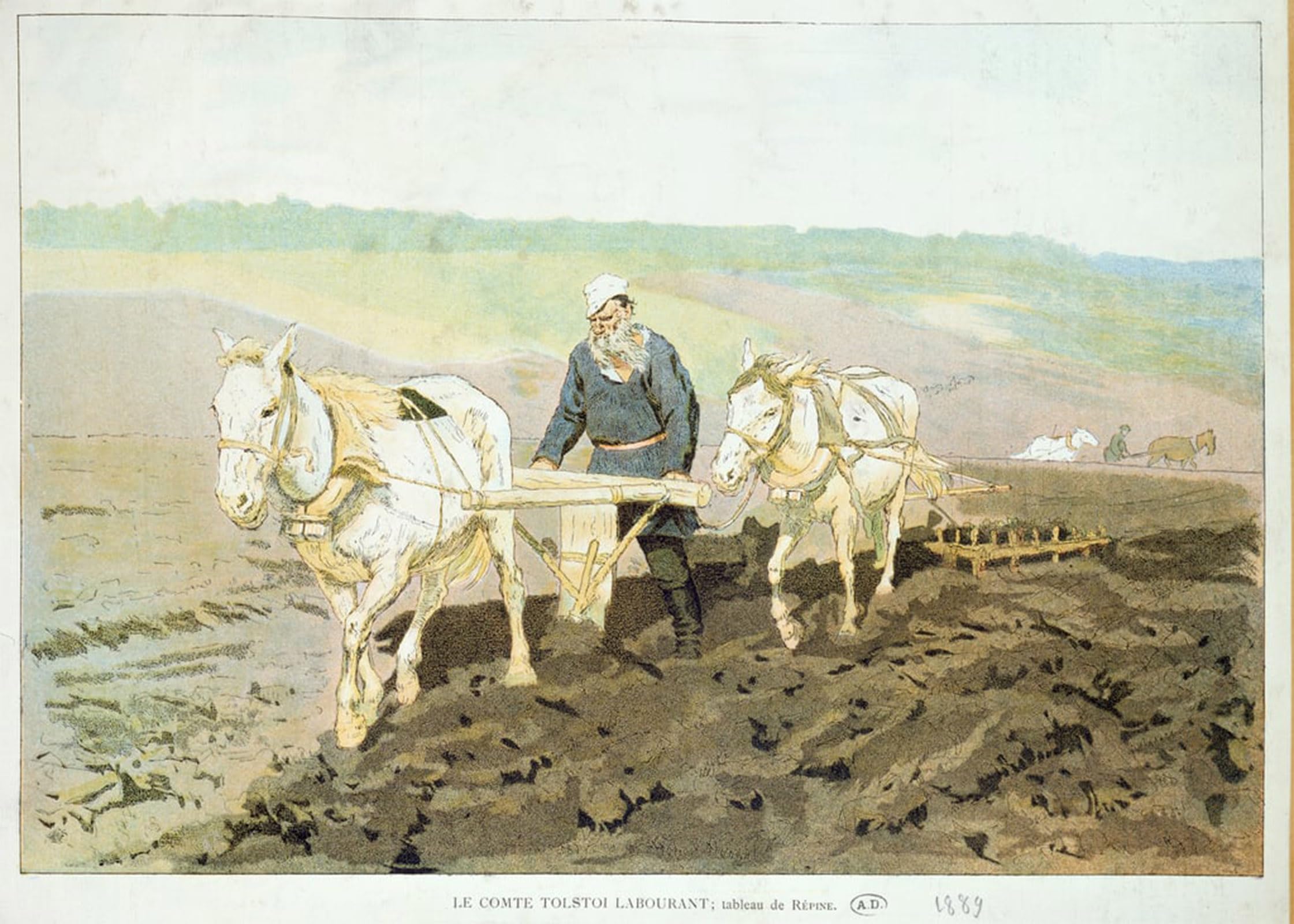 SERENDIPITP Vintage Wall Art Canvas Nordic Poster Canvas Print Picture the Writer Lev Nikolaevich Tolstoy Ploughing with Horses by Ilya Efimovich Repin Wall Art Poster for Home Decor 60x90cm