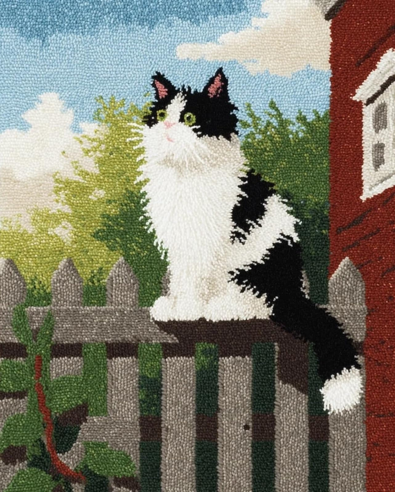 Wallphantom Latch Hook Rug Kits for Adults,Cat on the Fence