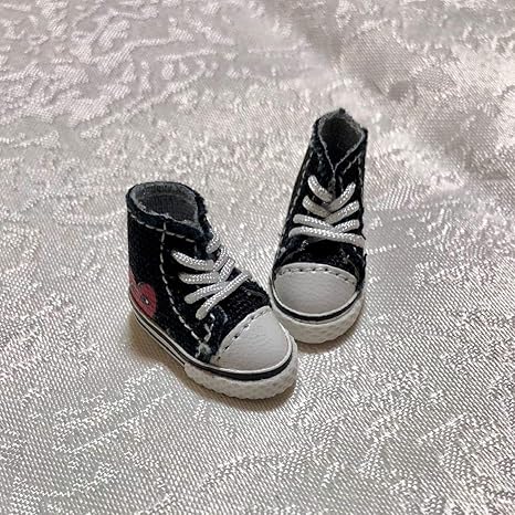 Amazon Co Jp オビツ11 ハート ハイカット スニーカー 黒 シューズ 靴 1 12 ドール 人形 ミディブライス ねんどろいどどーる ピコニーモ Ob11