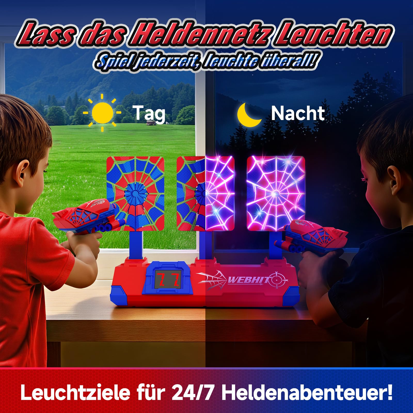 Spielzeug Pistole mit Netz Leuchtend Elektrisch Digitale Zielscheibe, Spielzeug ab 3-12 Jahre Jungen Kinderspielzeug Spiele Geschenk Junge 4 5 6 7 8 9 10 Jahre Geburtstags Klein Ostergeschenke Kinder
