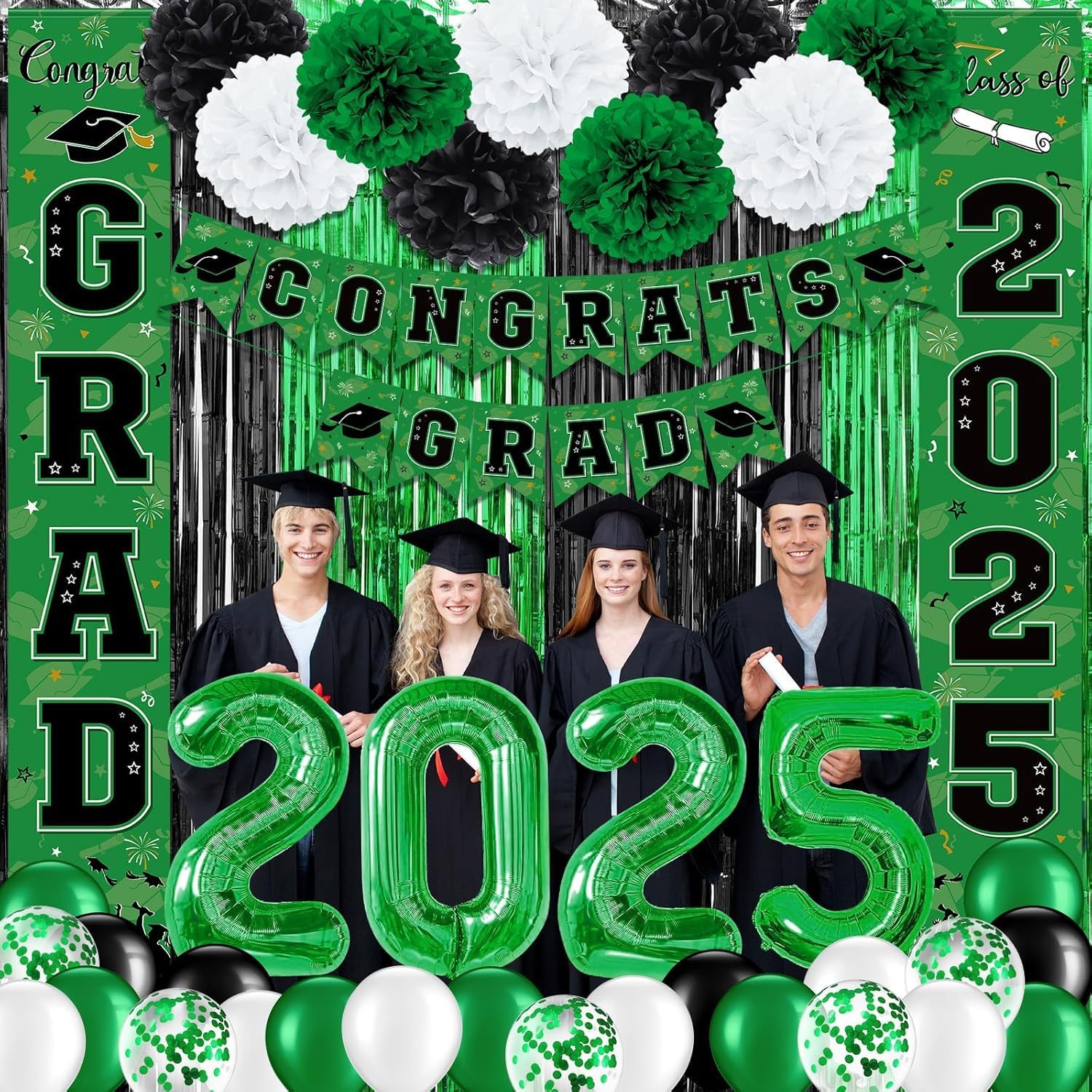 Graduation Decorations Class of 2025 & 3 Pack Graduation Tablecloth Party Decorations