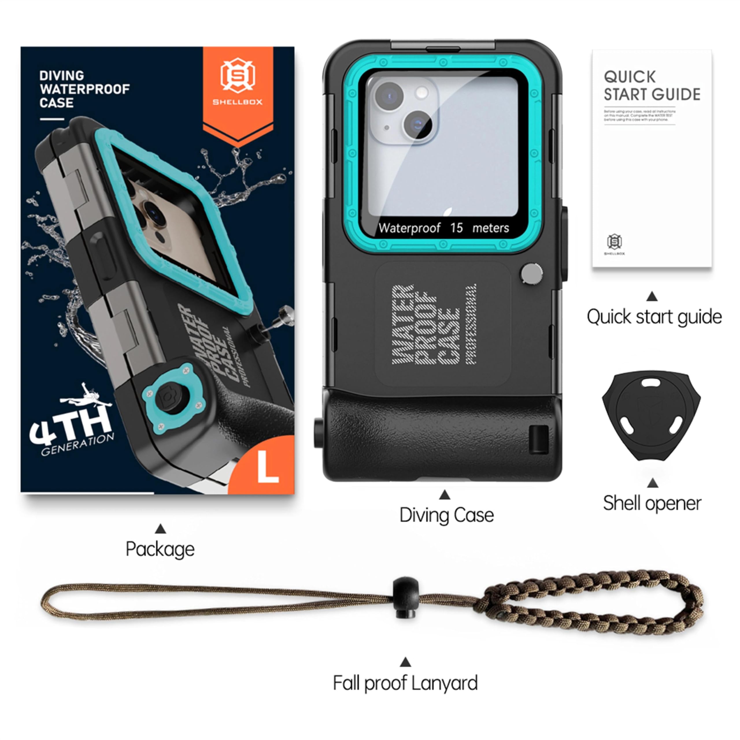Funda de teléfono de buceo submarino para iPhone 17/16/15/14/13/12/11 Pro Max/XR/XS y más, protección profesional [15 m/50 pies], funda impermeable para esnórquel, surf, fotos y videos (negro