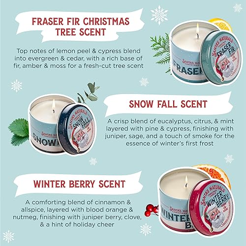 Miniatura 2 de Santa's Naturals Paquete de mini velas navideñas  Aromas de abeto, bayas de invierno y otoño de nieve  Soja y cera de abeja de origen sostenible