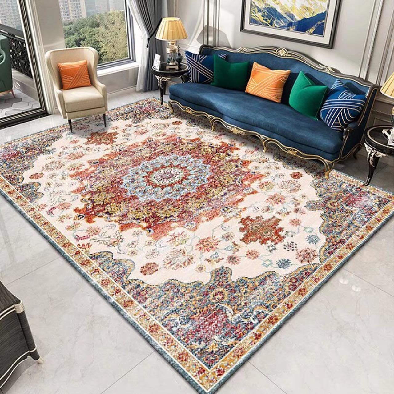 Amazon｜ペルシャ風 ラグ カーペット 160*230cm レトロ 2畳 ラグ 北欧