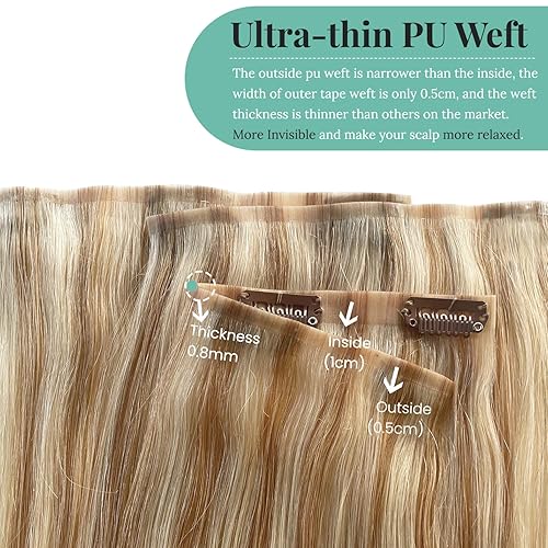 Miniatura 6 de Ubetta - Extensiones de cabello humano con clip, sin costuras, color rubio caramelo, balayage, extensiones de cabello humano real con clip, 7