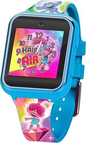 Accutime DreamWorks Trolls - Reloj inteligente de aprendizaje educativo con pantalla táctil para niñas niños niños pequeños cámara para selfies